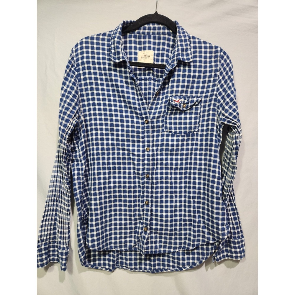 Hollister Women Cottagecore Gingham Plaid Button Shirt Large‎ Western Preppy